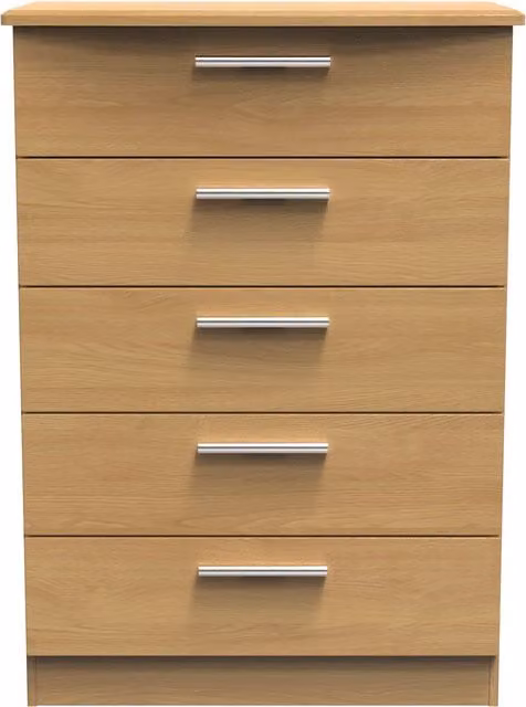 Ready Assembled 2 U Windsor 5 Drawer Chest in Light Brown – 1