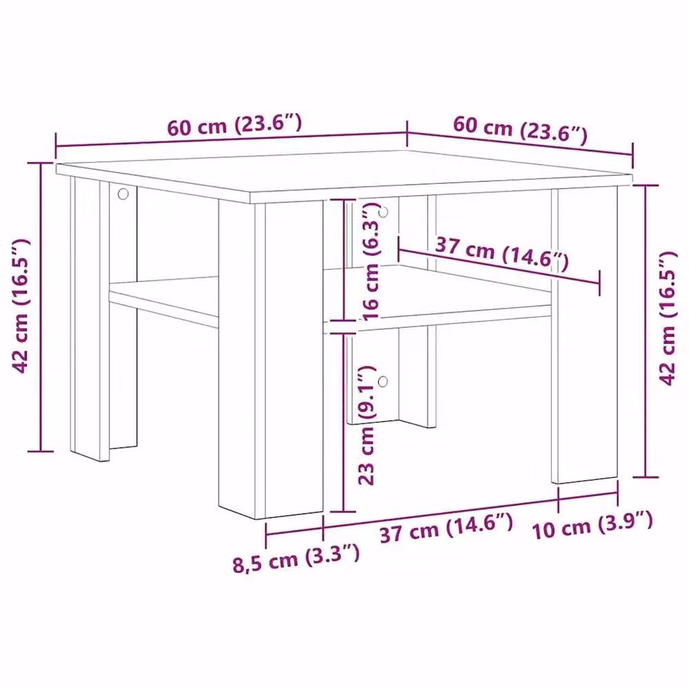 Kelvenix Modern Square Coffee Table in Black Oak Matt Finish – 2