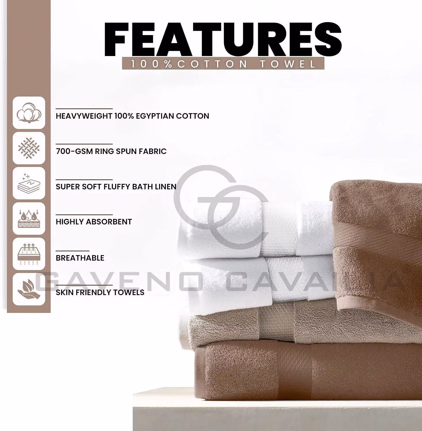 Gaveno Cavailia Miami Fluffy Cotton Towel in Chocolate Brown – 3