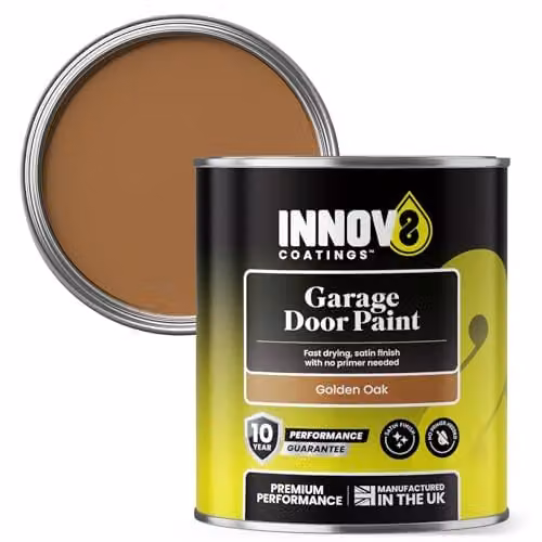 Innov8 Coatings Golden Oak Satin Garage Door Paint for Metal and uPVC, 0.75 l