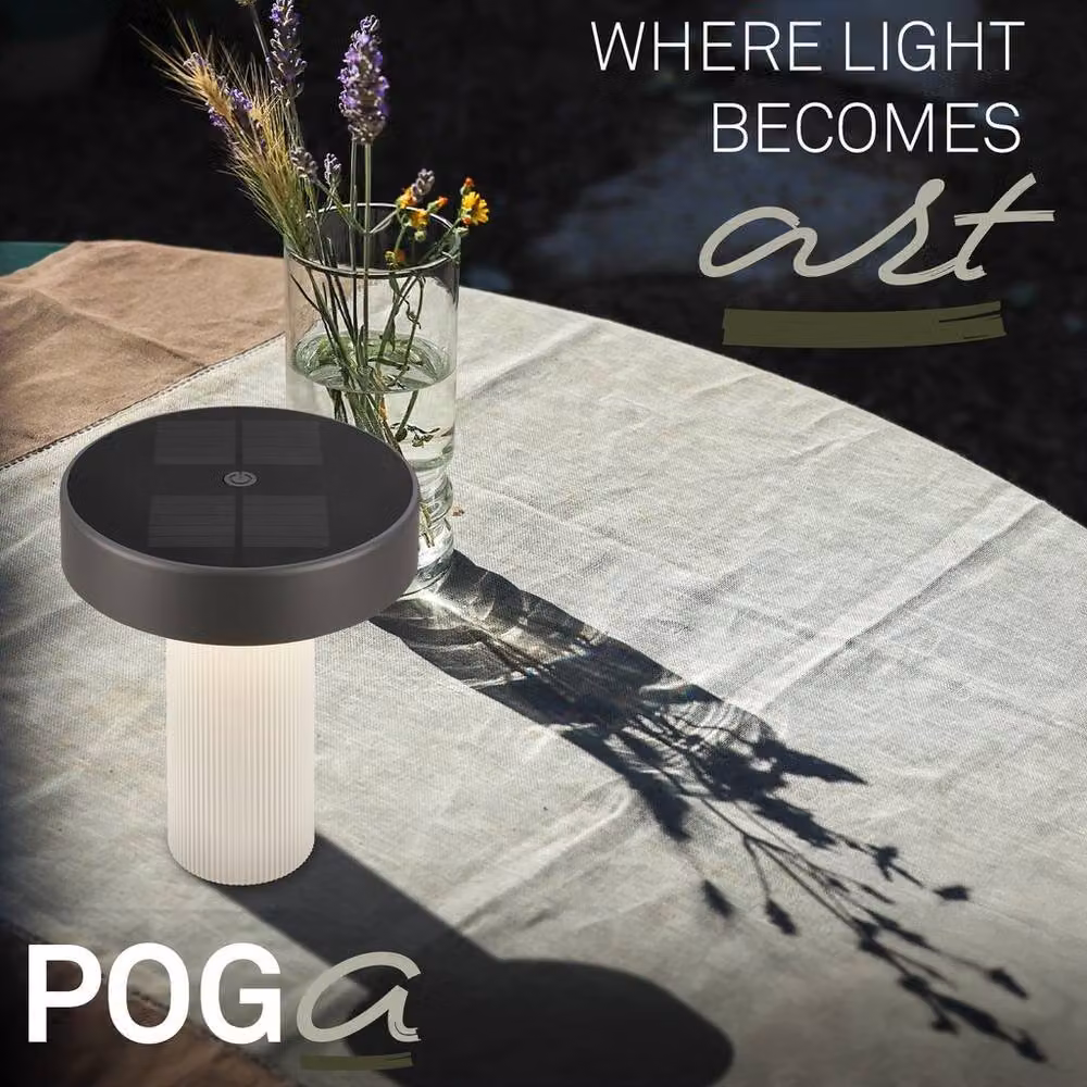 Briloner Poga Rechargeable LED Table Lamp with Solar Panel and Touch Dimmer, Off-white Anthracite, H x W x D: 20 x 16 x 16 cm – 2