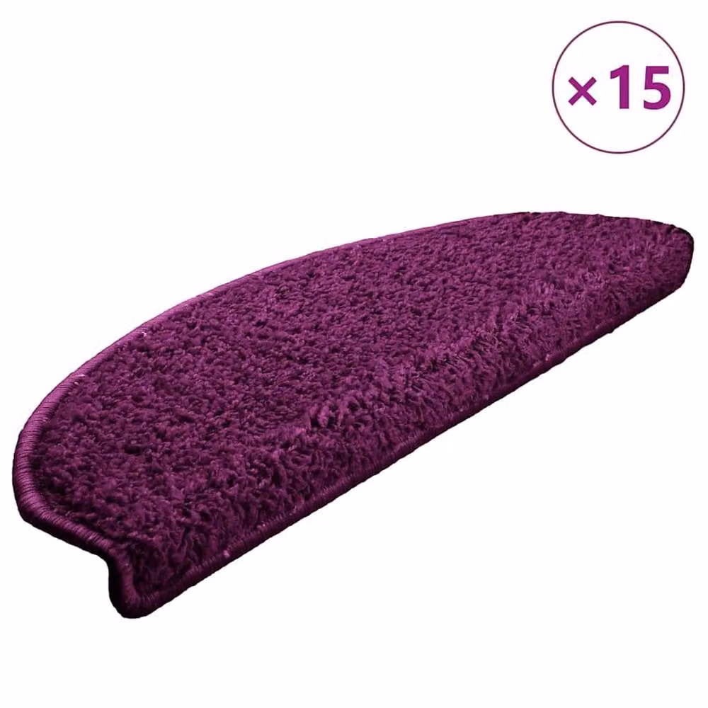 Berkfield Home Self-Adhesive Carpet Stair Treads, 15 Pieces, Purple, W: 65 cm, D: 21 cm, H: 4 cm – 2