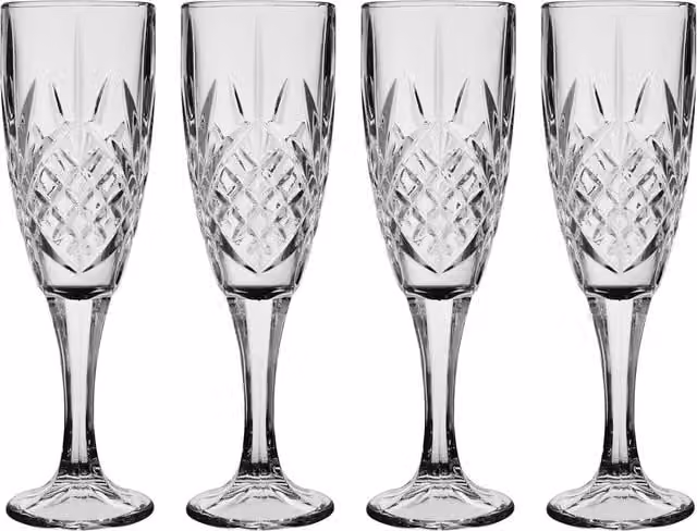 Orsina Set of 4 Transparent Crystal Champagne Flutes