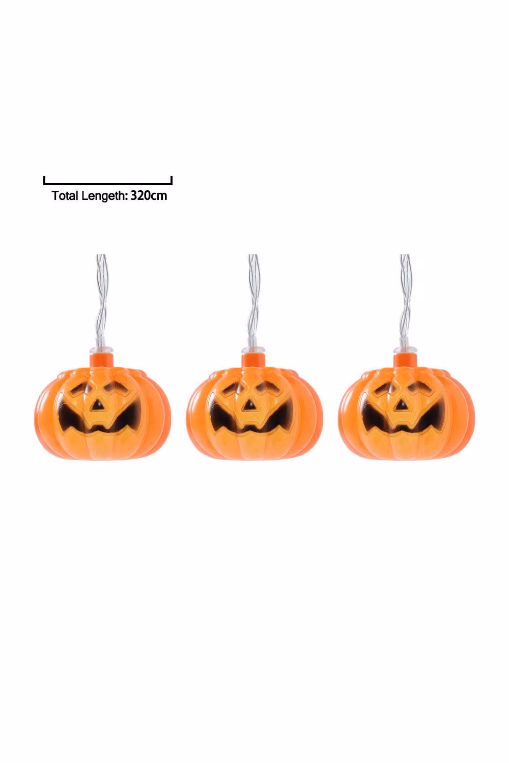H&O Direct Halloween LED String Lights with 20 Orange Smiling Pumpkins in Warm White, 3.2 m – 3