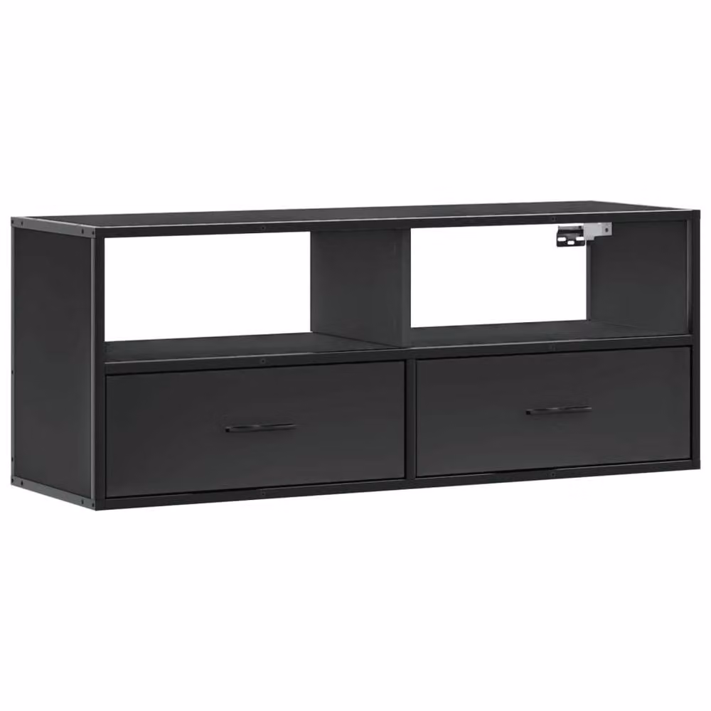 Berkfield Home Modern Black TV Cabinet in Engineered Wood and Metal, W: 100 cm, D: 31 cm, H: 39.5 cm – 2