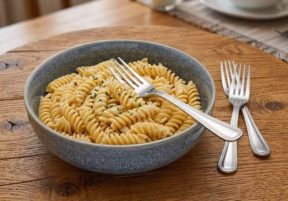 Glim & Glam Reactive Ash Blue Glaze Stoneware Pasta Bowl 4pc Set, Mid Blue, Diameter: 20 cm – 2