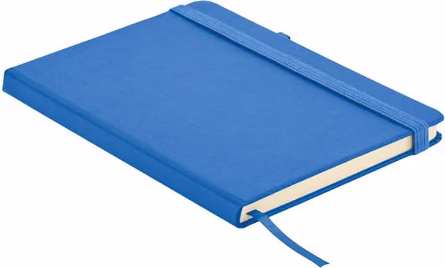 MidOcean A5 Lined Hardcover Leather Notebook in Blue with Elastic Closure and Bookmark