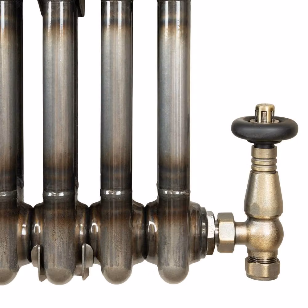 Monstershop Traditional 3 Column Steel Radiator and Valves in Silver, H: 830 mm, W: 600 mm – 6