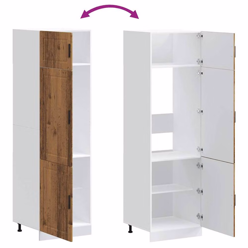 Berkfield Home Porto Kitchen Cupboard in Brown Old Wood, H 207 x W 60 x D 57 cm – 4