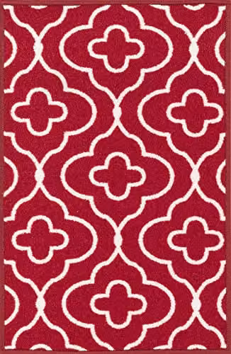 Desire Rugs Red Quatrefoil Non-Slip Machine Washable Kitchen Floor Mat, W: 80 cm, L: 150 cm – 4