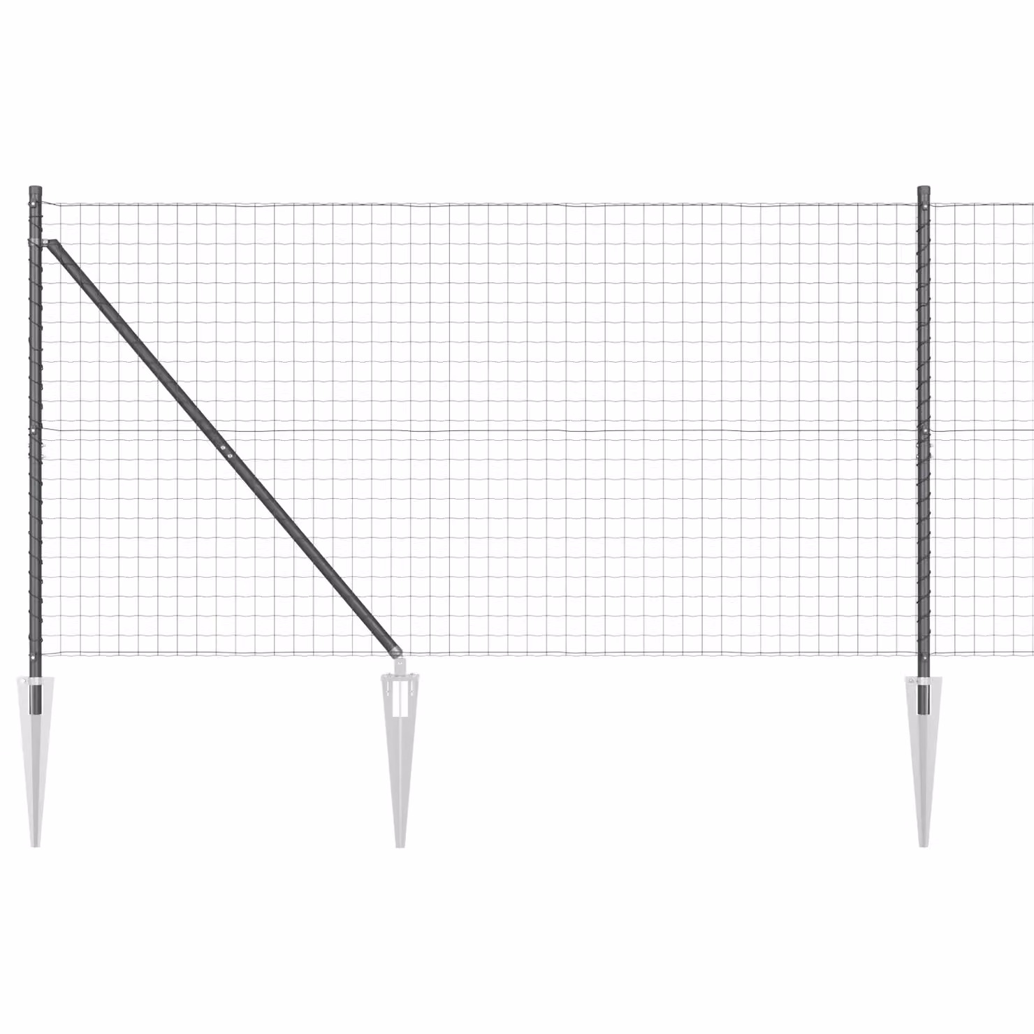 Berkfield Home Euro Fence in Galvanised Steel, Grey and Silver, with 13 Spike Posts, W: 25 m, H: 1.2 m – 2