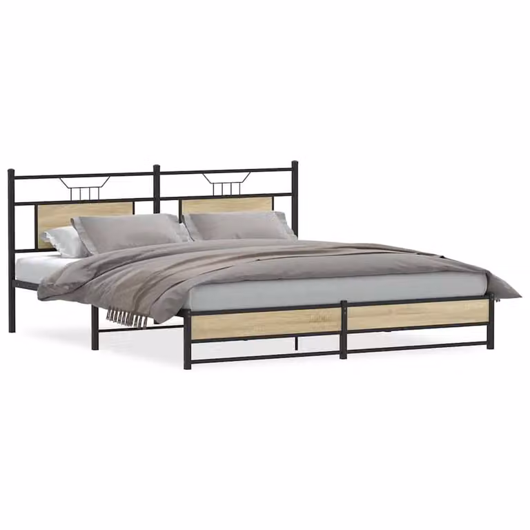 Berkfield Home Sonoma Oak Bed Frame in Brown, W/D/H: 160 x 200 cm