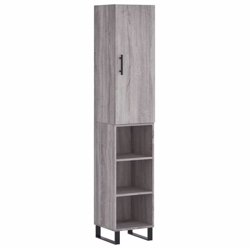 Berkfield Home Grey Sonoma Modern Highboard with Hinged Doors and Internal Shelves, W/D/H: 34.5 x 34 x 180 cm – 3