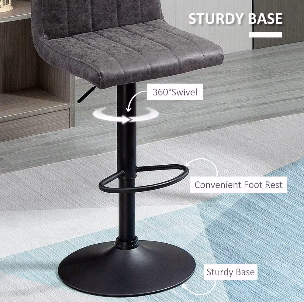 STILVORA Set of 2 Modern Swivel Bar Stools with Grey Synthetic Leather and Steel Frame – 5
