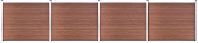 Berkfield Home WPC Fence Panel Set in Brown, W: 699 cm, H: 146 cm – 1