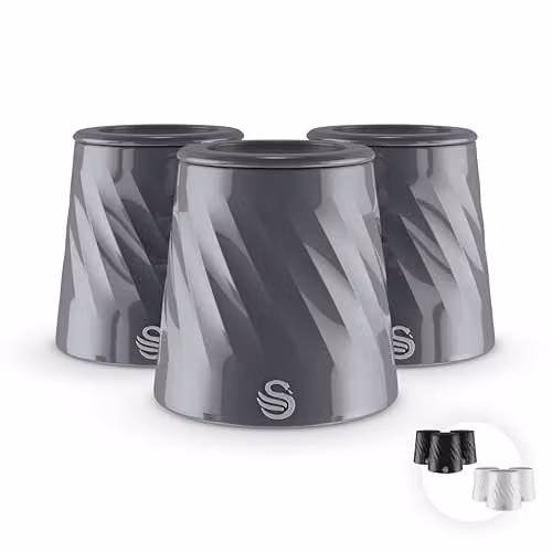 Swan Windsor Set of 3 Metal Canisters for Tea, Coffee and Sugar, Grey with Transparent Lids, 1.3 l Each – 1