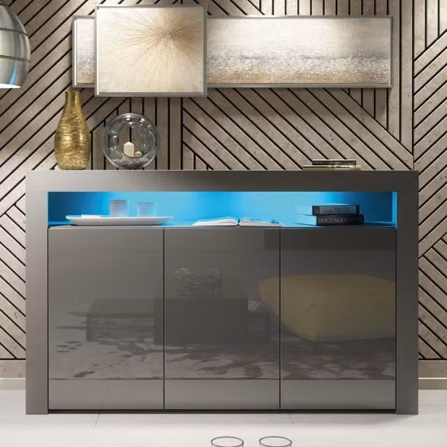 Creative Furniture Aether Sideboard in Grey with Integrated Lighting, Width: 155 cm