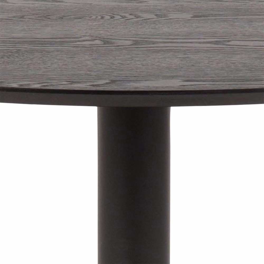 Wyld Haus Ibiza Round Dining Table in Black with Ash Wood Finish, Diameter: 110 cm – 5