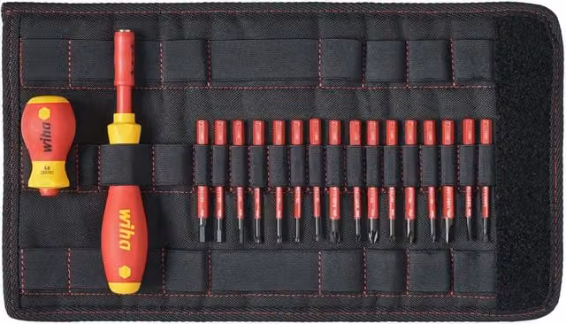 Wiha Softfinish Electric Slimvario Screwdriver Set, 19 Piece, Red and Multicolour