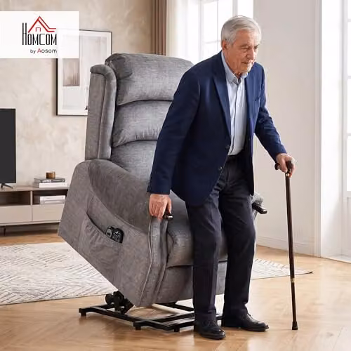 HOMCOM Power Lift Recliner Chair with Massage, Heat, and Vibration in Light Grey – 2