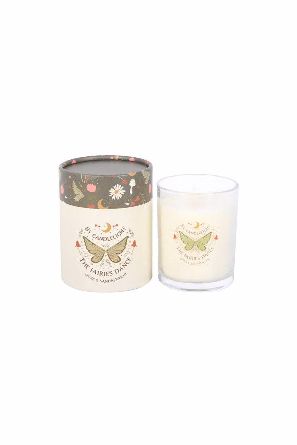 KDMD Fairy Wing Moss & Sandalwood Organic Votive Candle, White, 20h Burn Time – 2