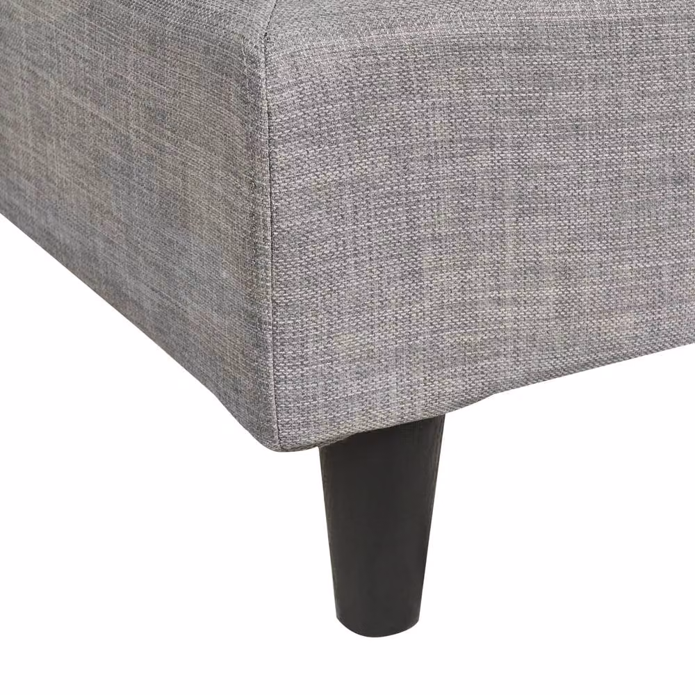 Wyld and Coco EU Single Panel Upholstered Bed in Light Grey Fabric, W/D/H: 90 x 190 cm – 5
