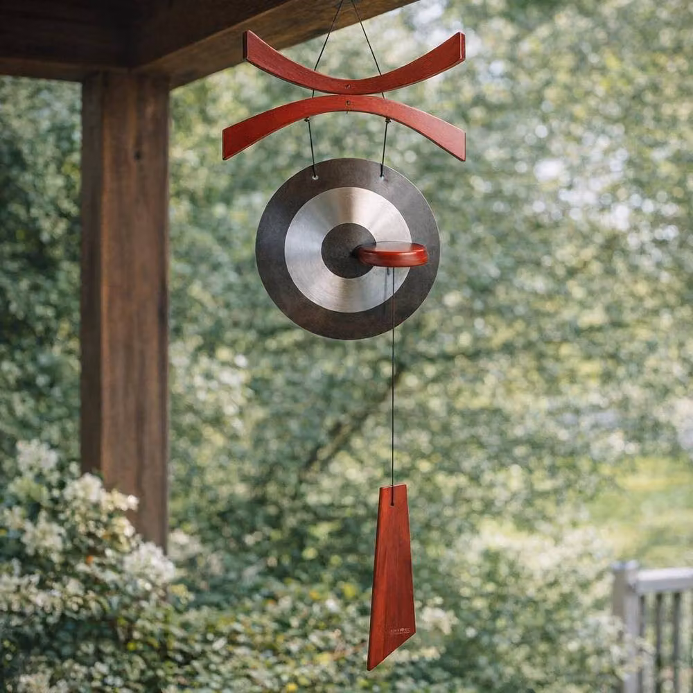 Woodstock Chimes Brass Gong Outdoor Wind Chime in Gold and Multicolour – 4