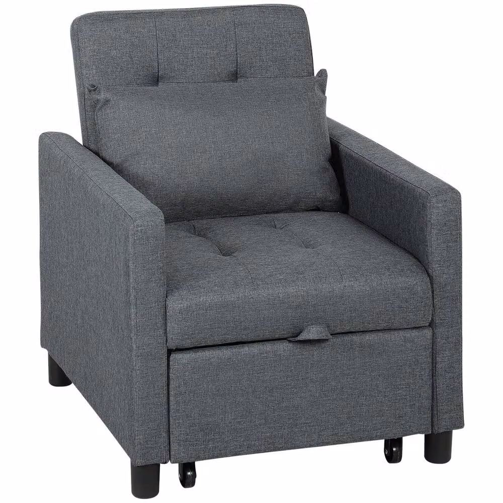 Wyld Haus Loco Suro 3 in 1 Convertible Chair Bed in Dark Grey with Adjustable Backrest and Solid Wood Frame – 2