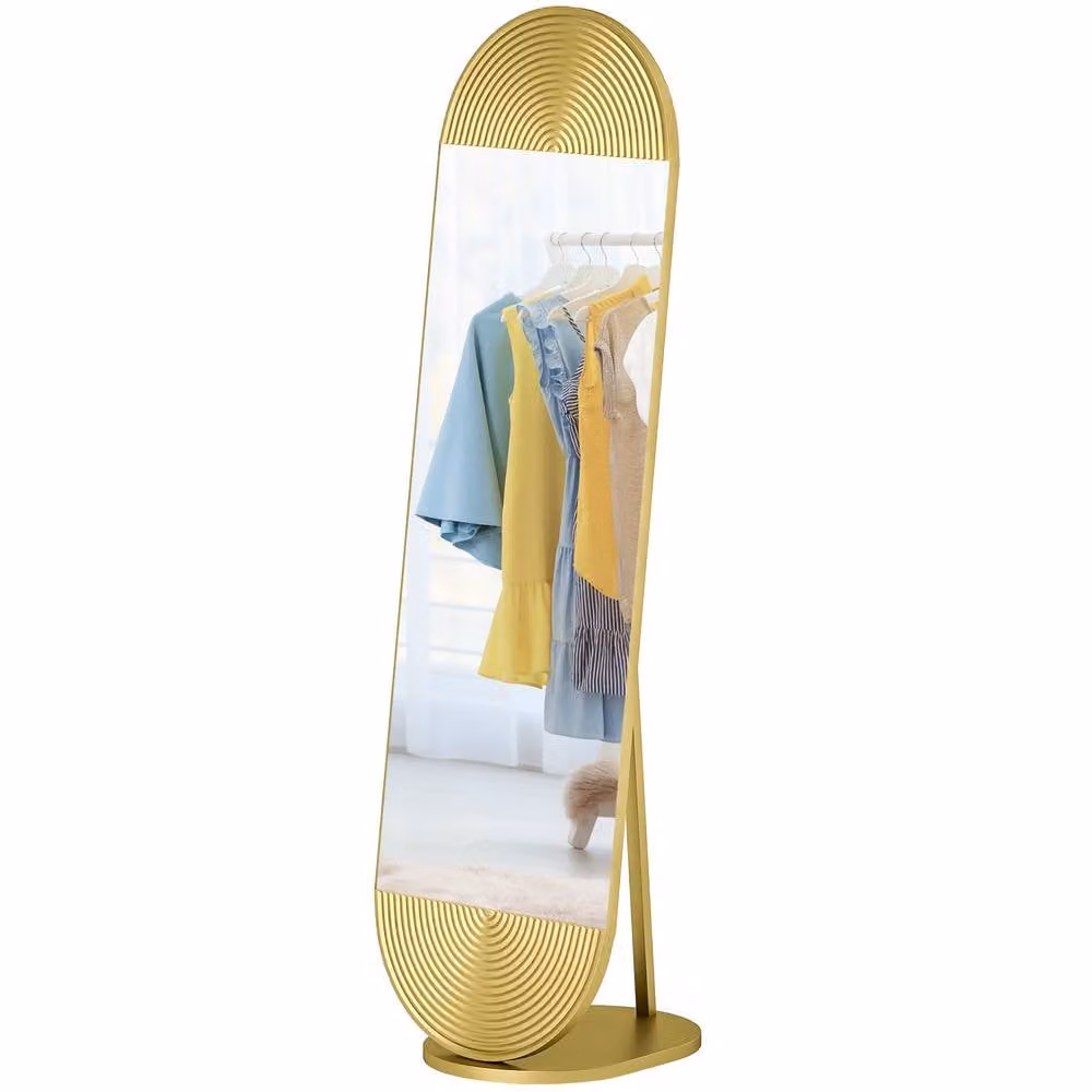 Rolipo Wavy Full Length Freestanding Mirror with Gold Metal Frame, W: 50 cm, H: 161.5 cm – 2