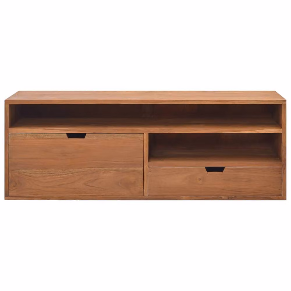 Berkfield Home Scandinavian Solid Teak Wood TV Cabinet in Brown, W/D/H: 110 x 30 x 40 cm – 2