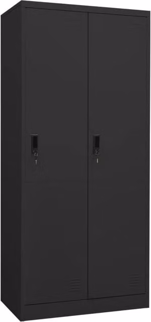 Berkfield Home Anthracite and Black Metal Wardrobe with Hinged Doors, W/D/H: 80 x 50 x 180 cm