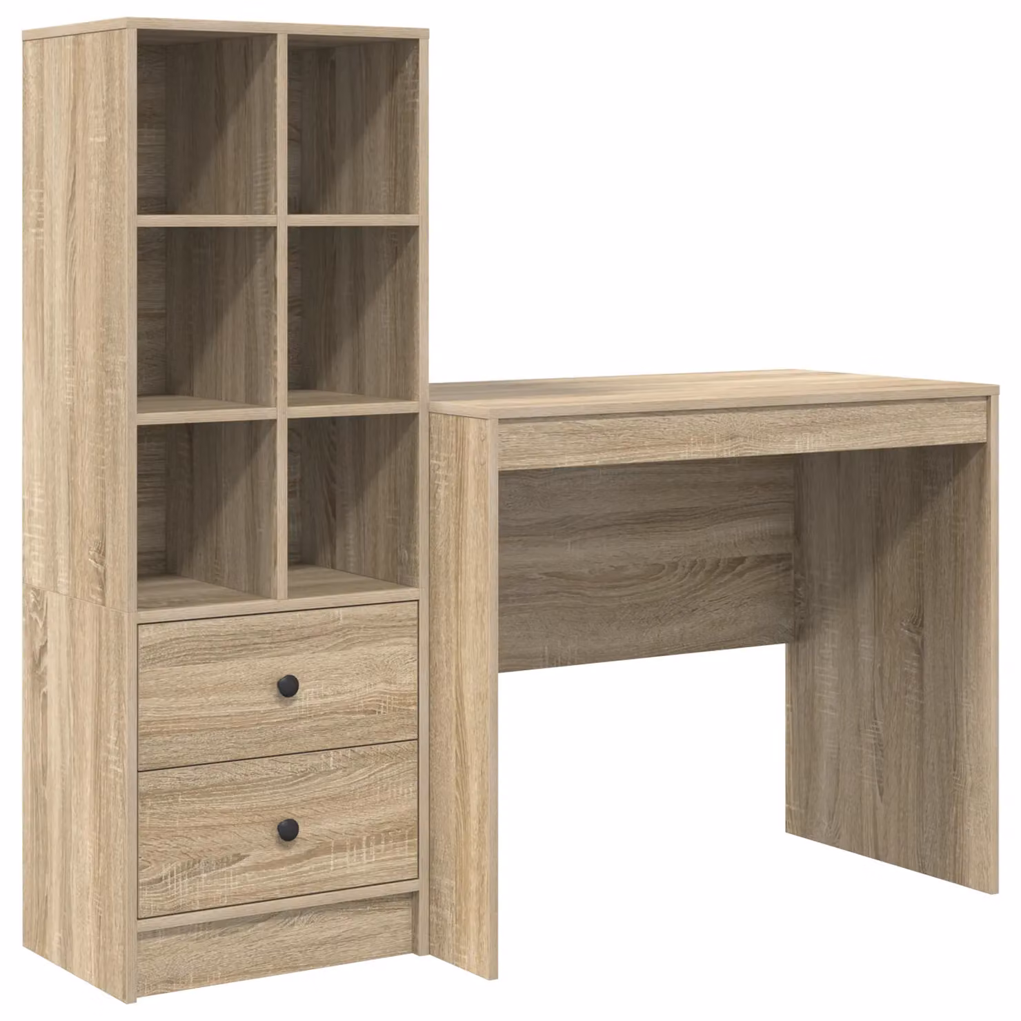 Berkfield Modern Writing Desk with Storage in Sonoma Oak and Green – 2