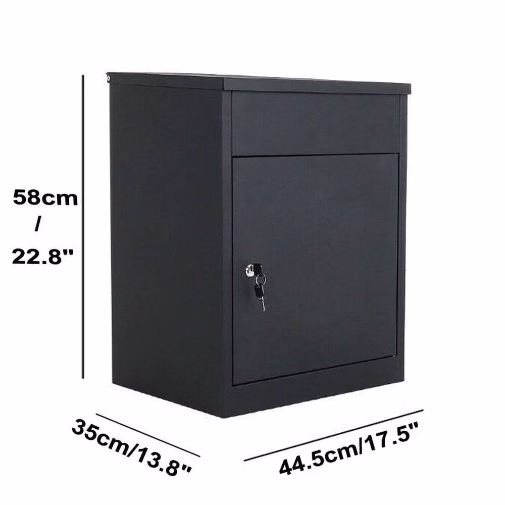 FLAVORA Extra Large Lockable Metal Parcel Delivery Box in Black – 2