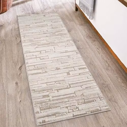 Desire Rugs Modern Abstract Hallway Runner Rug, Brown and Beige, W: 60 cm, L: 220 cm