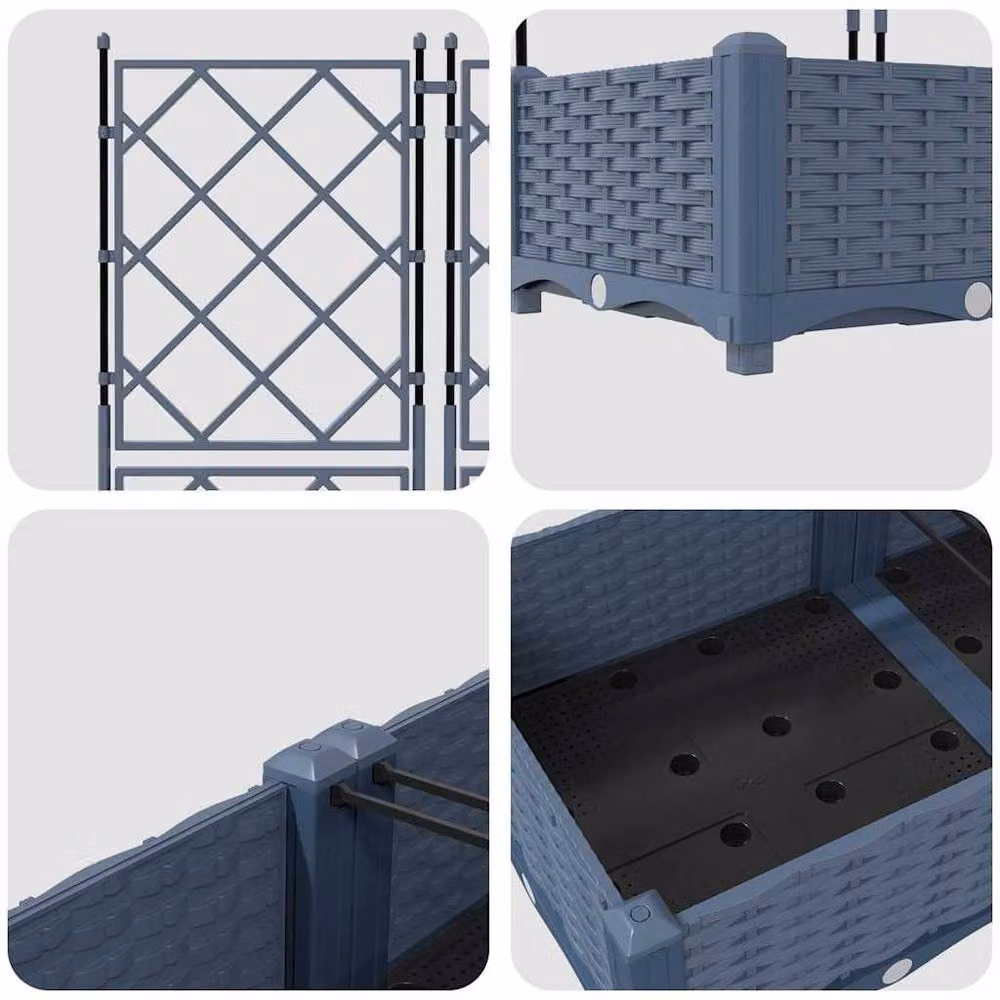 Berkfield Home Garden Planter with Trellis, 2 Piece Set, Grey, W: 80 cm, D: 40 cm, H: 125.5 cm – 4