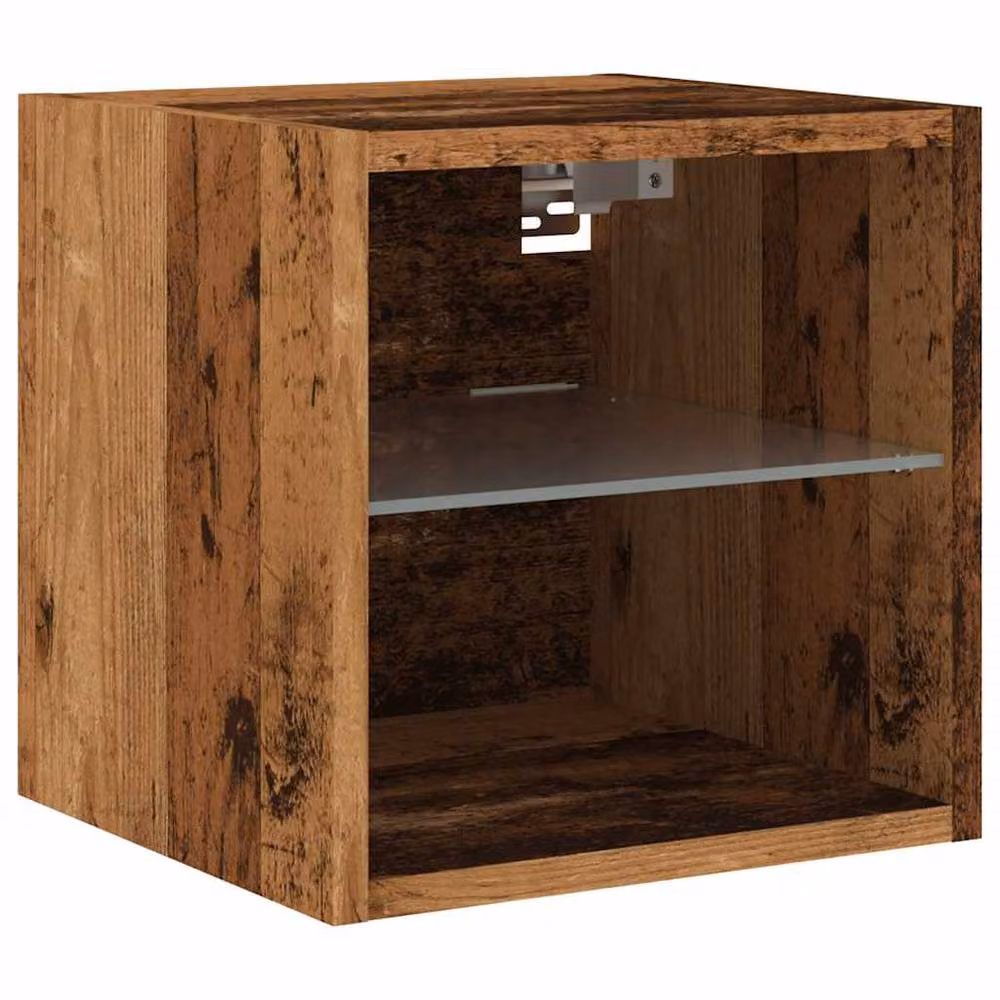 Berkfield Home TV Wall Cabinet with LED Lights in Brown Old Wood, W/D/H: 30 x 28.5 x 30 cm – 3