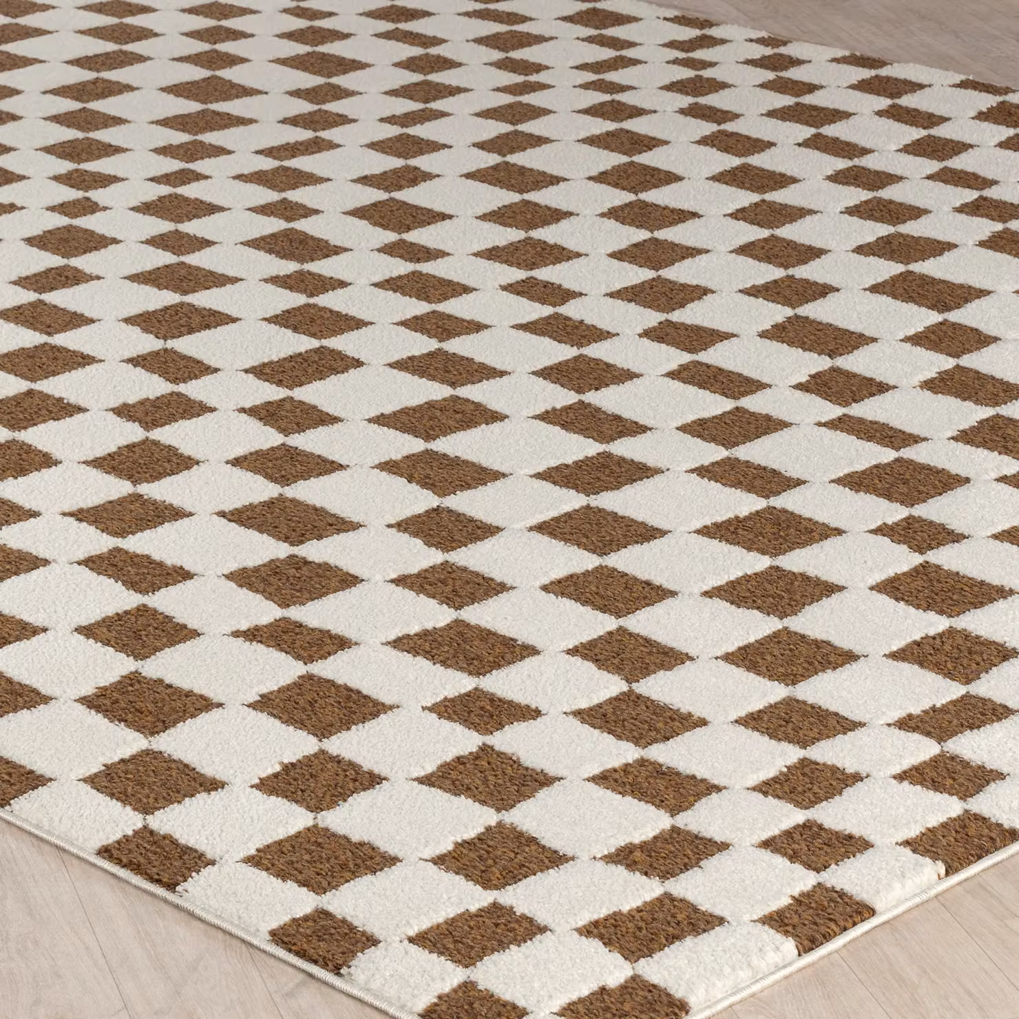 Livabliss Freud Modern Checkerboard High Pile Living and Dining Rug in Black and Brown, W/D/H: 120 x 170 cm – 4