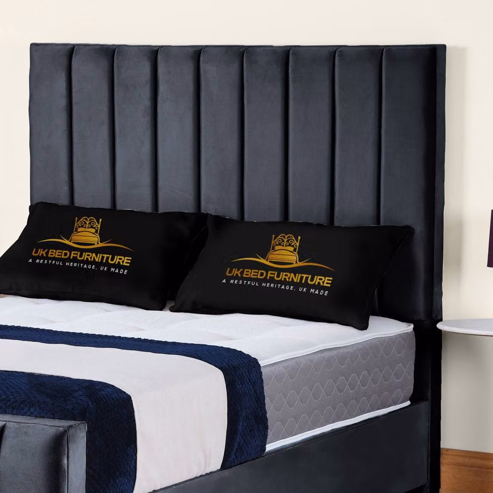 UK Bed Furniture Lisburn Upholstered Slatted Base Bed in Anthracite Grey, W/D/H: 120 x 200 cm – 2