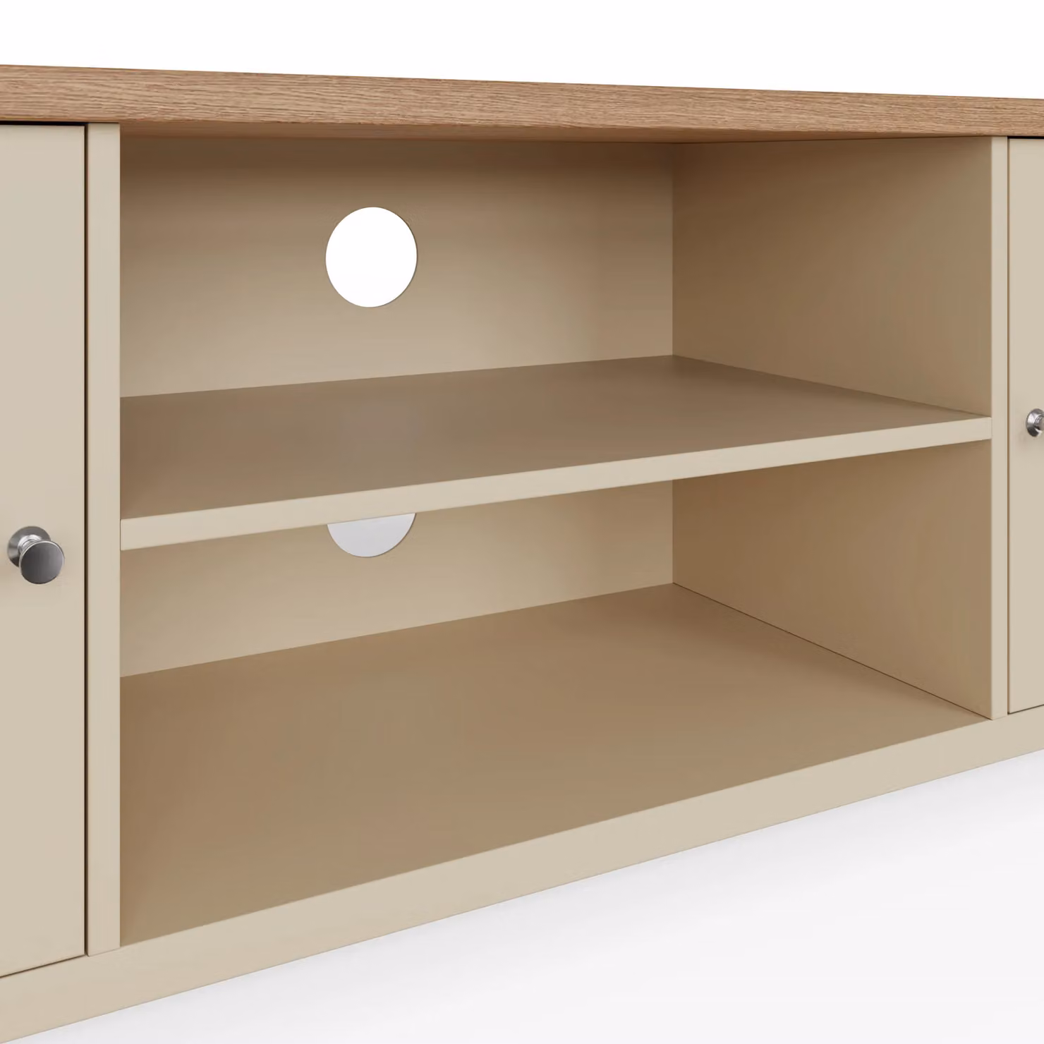 GFW Lancaster Large 2 Door TV Cabinet in Cream and Oak – 4