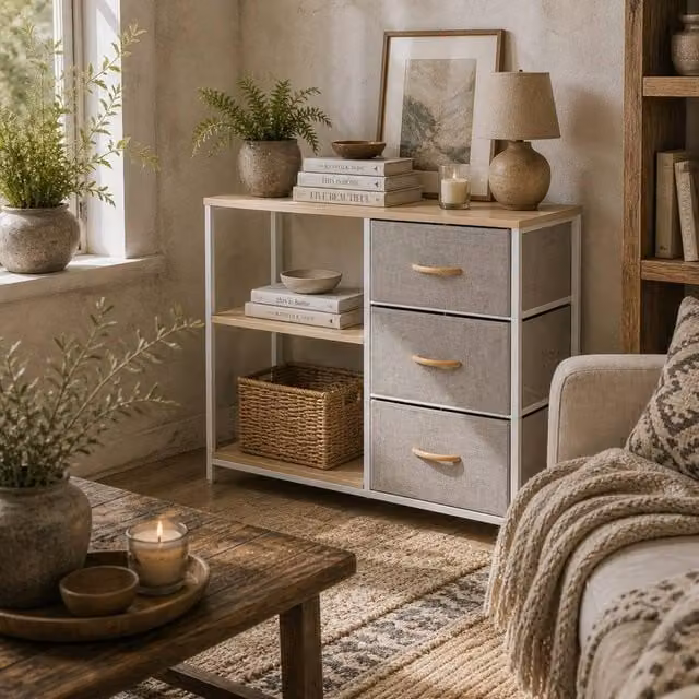 Wyld Haus Pasaha Storage Chest with 3 Drawers and 2 Open Shelves in White – 1