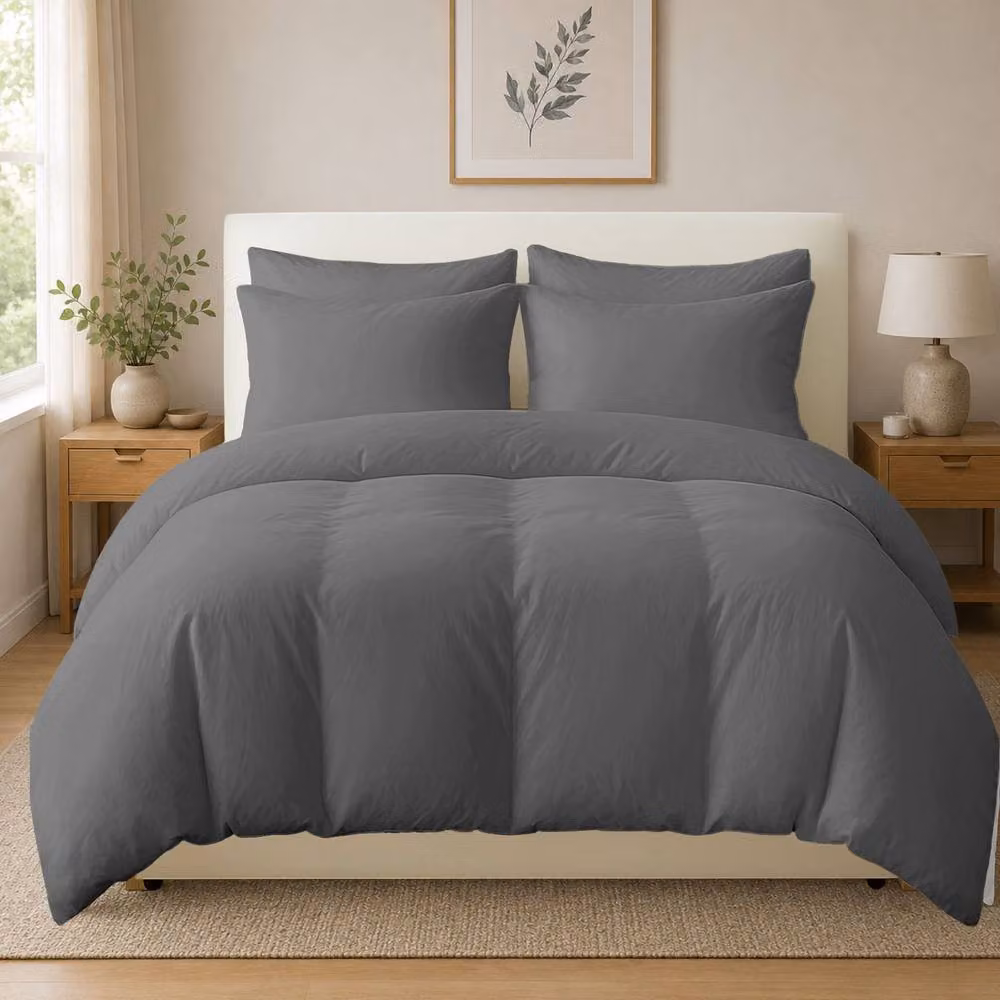 Grace 400 TC 100% Egyptian Cotton Duvet Cover Set with Zipper Closure, Grey, 140 x 200 cm – 2