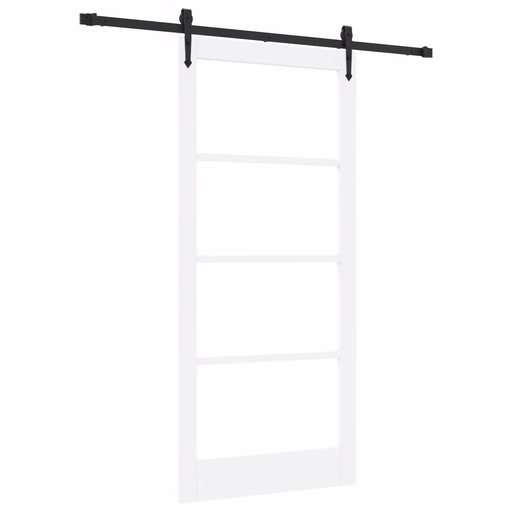 Berkfield Home White Solid Wood Pine Sliding Door with Hardware Set W: 93 cm, H: 202 cm – 2