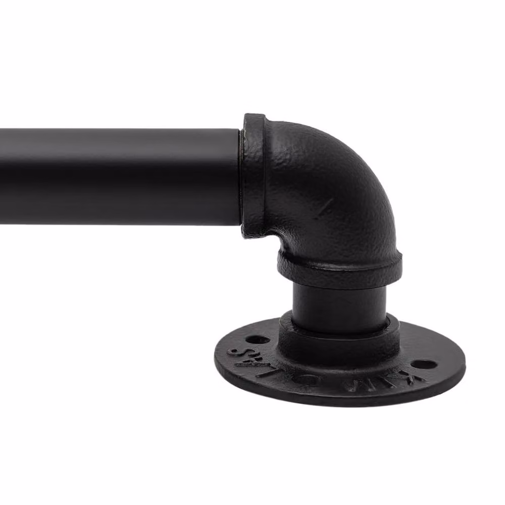 VOGREX Black Modern Wall Mounted Indoor Outdoor Round Stair Handrail, Length: 152.4 cm – 3