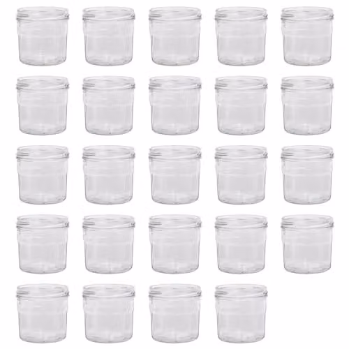 Argon Tableware Set of 24 Transparent Glass Screw Top Jars with Silver Metal Lids, 7.5 ml – 1