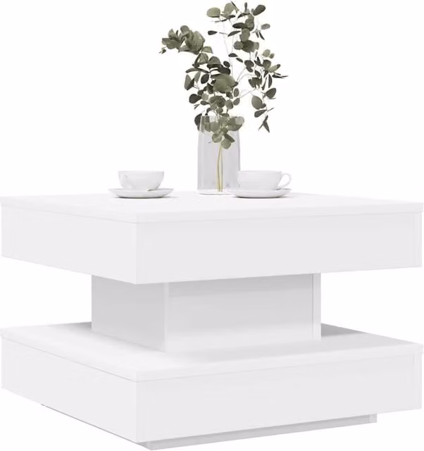 Berkfield Home Modern Rotating Square Coffee Table, White, W/D/H: 50 x 50 x 34.5 cm
