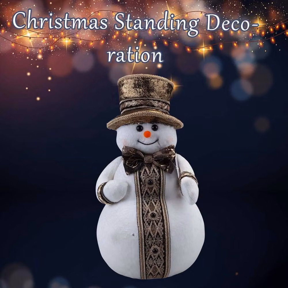 VFM e-Store Christmas Snowman Decoration in White and Gold, H 39 cm x W 20 cm – 3