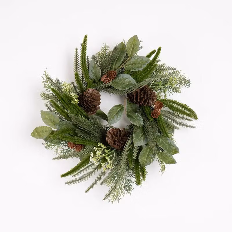 Scottish Everlastings Ltd Green Foliage Wreath with Cones, Diameter: 40 cm – 2