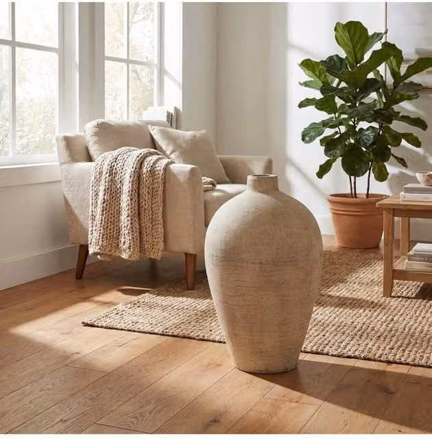 KDMD Morrow Modern Stone Glaze Large Ceramic Vase in Beige
