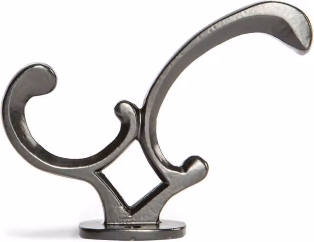 Hammer and Tongs Ornamental Hat and Coat Hook, Black, Pack of 10, H: 130 mm, W: 30 mm