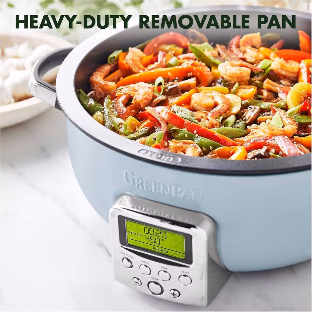 GreenPan Elite Omnicooker with 5.6 l Capacity, PFAS-Free Ceramic Non-Stick, Light Blue – 4